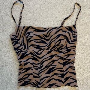 Reformation Black and Tan Zebra Print Camisole